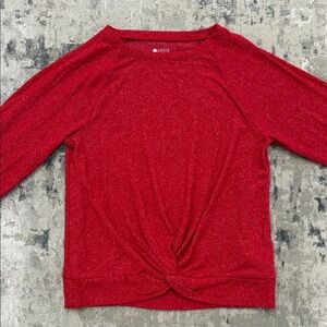 Zella Red Tie Front Long Sleeve Knit Top Size M (8/10)